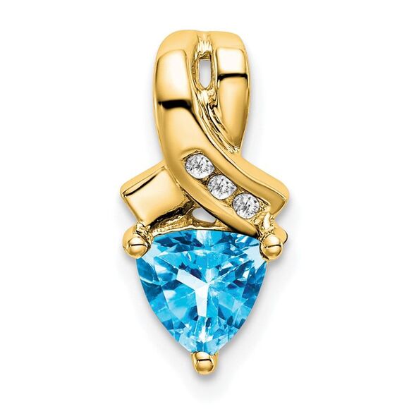 Kazi Luxury 14k Yellow Gold Trillion Blue Topaz and Diamond Pendant